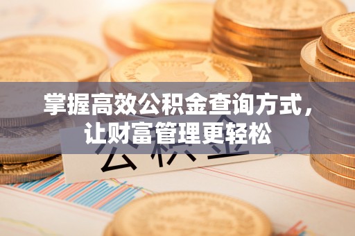 掇刀掌握高效公积金查询方式，让财富管理更轻松