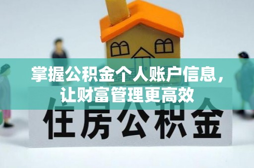 掇刀掌握公积金个人账户信息，让财富管理更高效